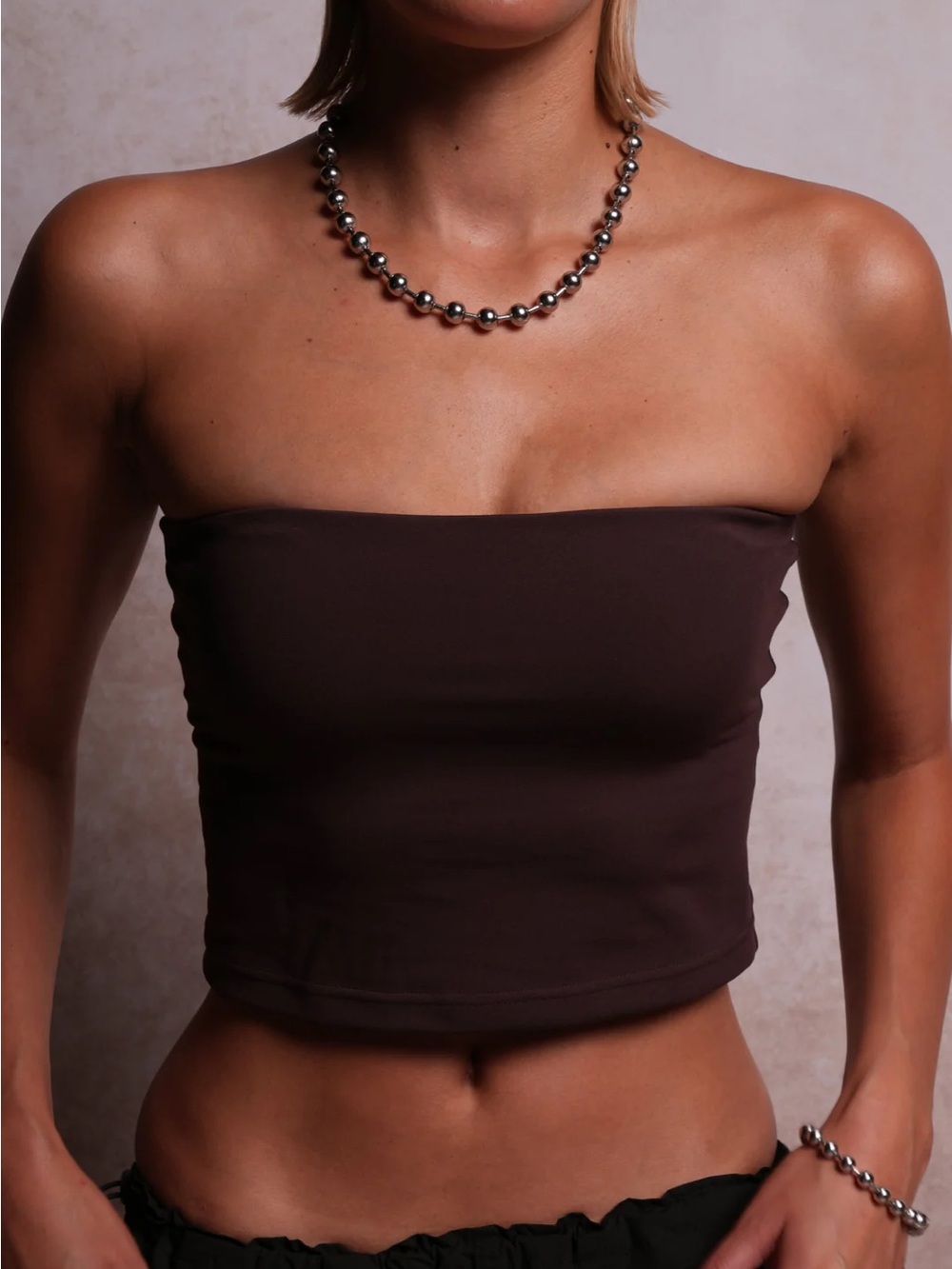 Darc Sport Brown Strapless Cropped Tube Top